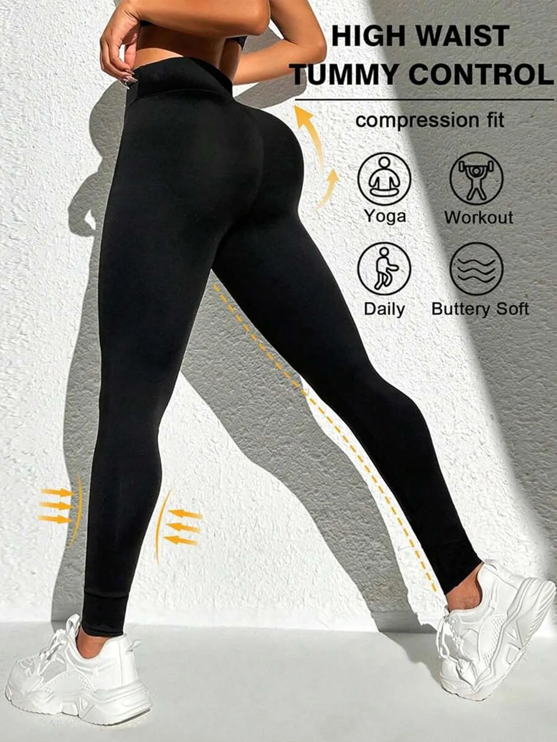 3 Pack Women's High Waisted Leggings-Tummy Control Yoga Pants-Stretch Soft No See Through Workout Leggings