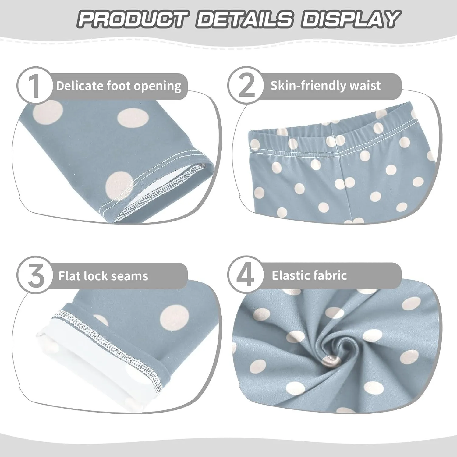 Aslsiy White Polka Dots Girls Leggings Toddler Stretch Tights Pants