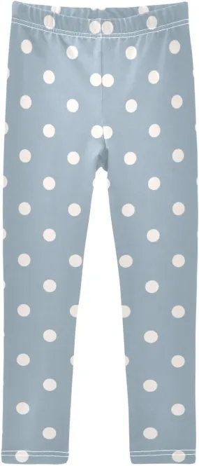 Aslsiy White Polka Dots Girls Leggings Toddler Stretch Tights Pants