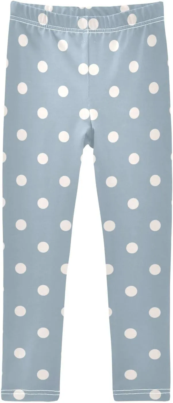 Aslsiy White Polka Dots Girls Leggings Toddler Stretch Tights Pants