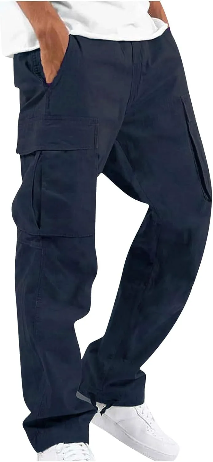 Baggy Cargo Pants for Men Relaxed Fit Lightweight Cargo Jogger Sweatpants Outdoor Workout Work Pants with Pockets