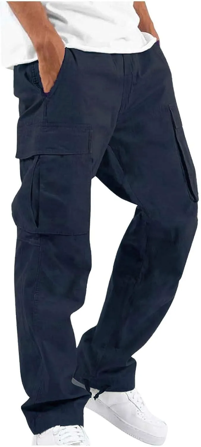 Baggy Cargo Pants for Men Relaxed Fit Lightweight Cargo Jogger Sweatpants Outdoor Workout Work Pants with Pockets
