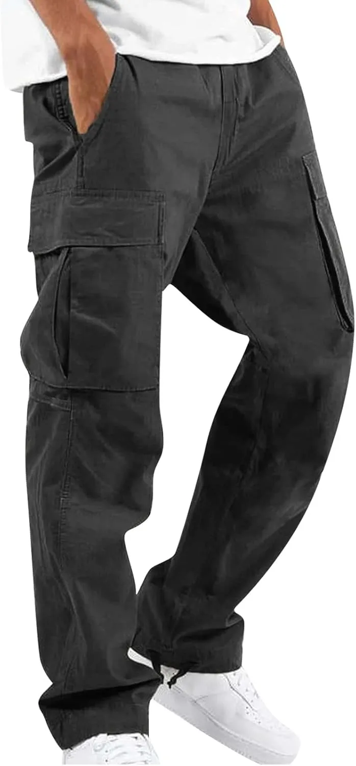 Baggy Cargo Pants for Men Relaxed Fit Lightweight Cargo Jogger Sweatpants Outdoor Workout Work Pants with Pockets