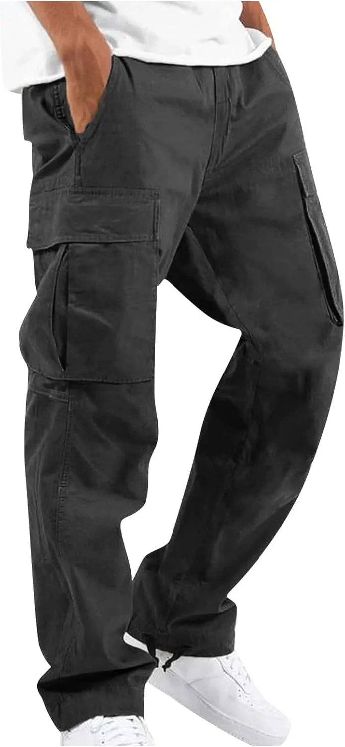 Baggy Cargo Pants for Men Relaxed Fit Lightweight Cargo Jogger Sweatpants Outdoor Workout Work Pants with Pockets