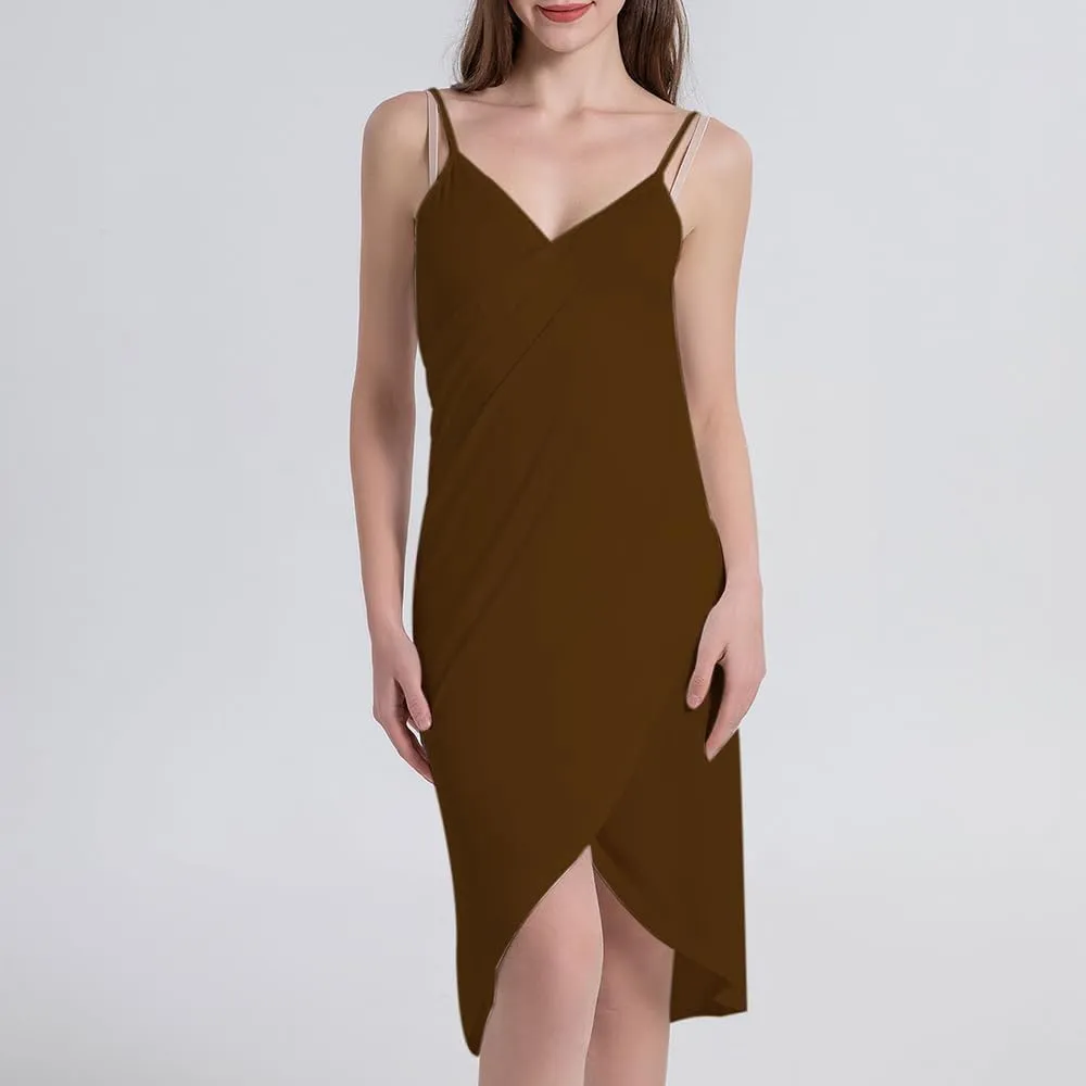 Bamboo Wrap Dress Cover Up, 2024 New Womens Cover Ups Beach Spaghetti Strap Sarongs Beach Backless Wrap Midi Dresses