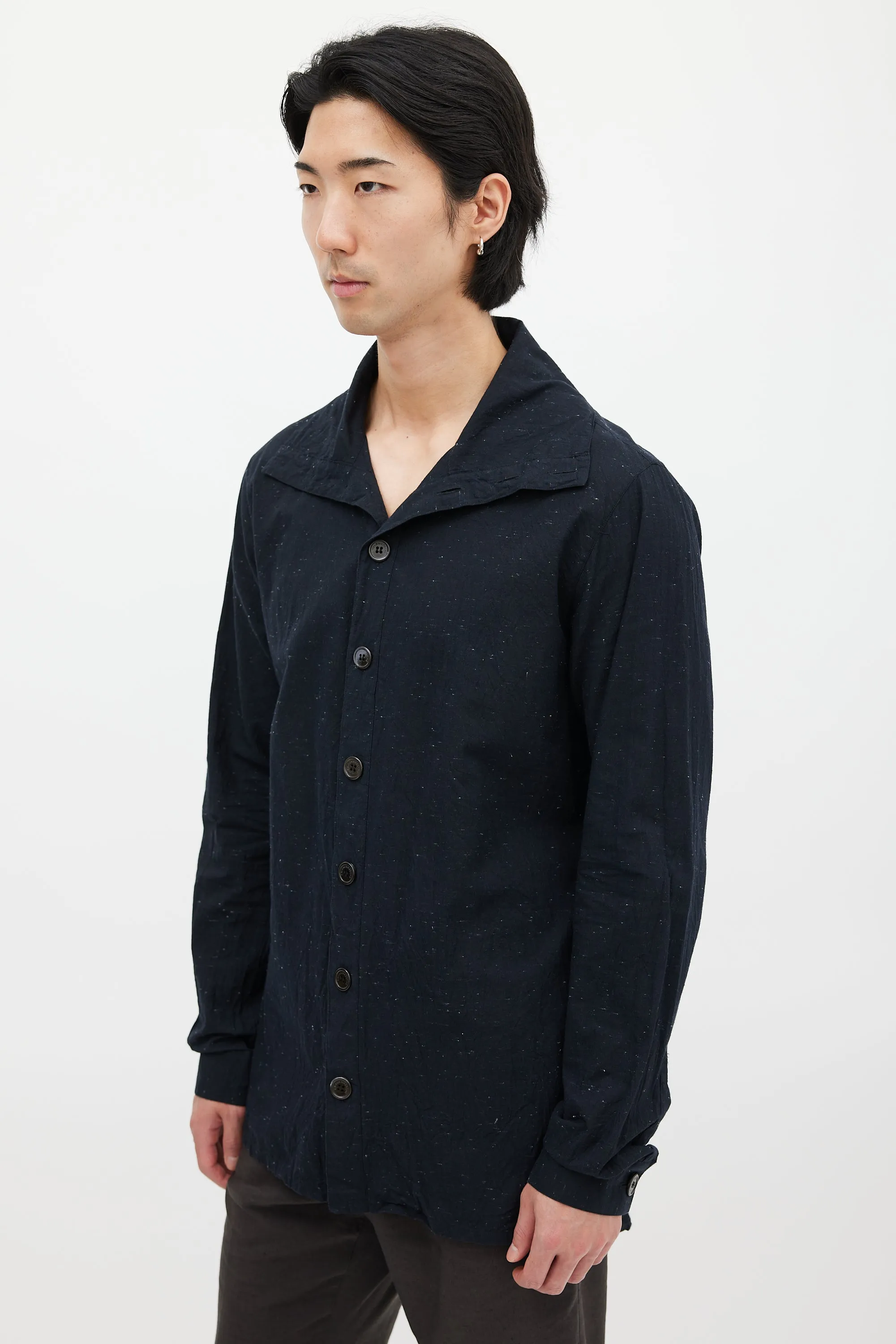 Black Cotton Speckled Shirt