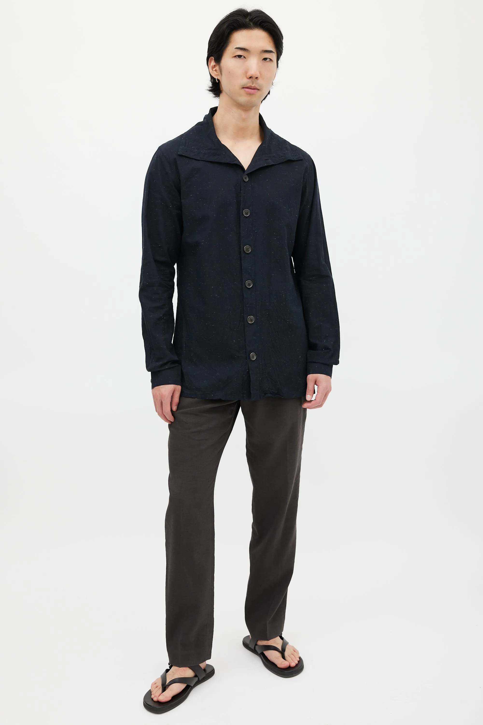 Black Cotton Speckled Shirt