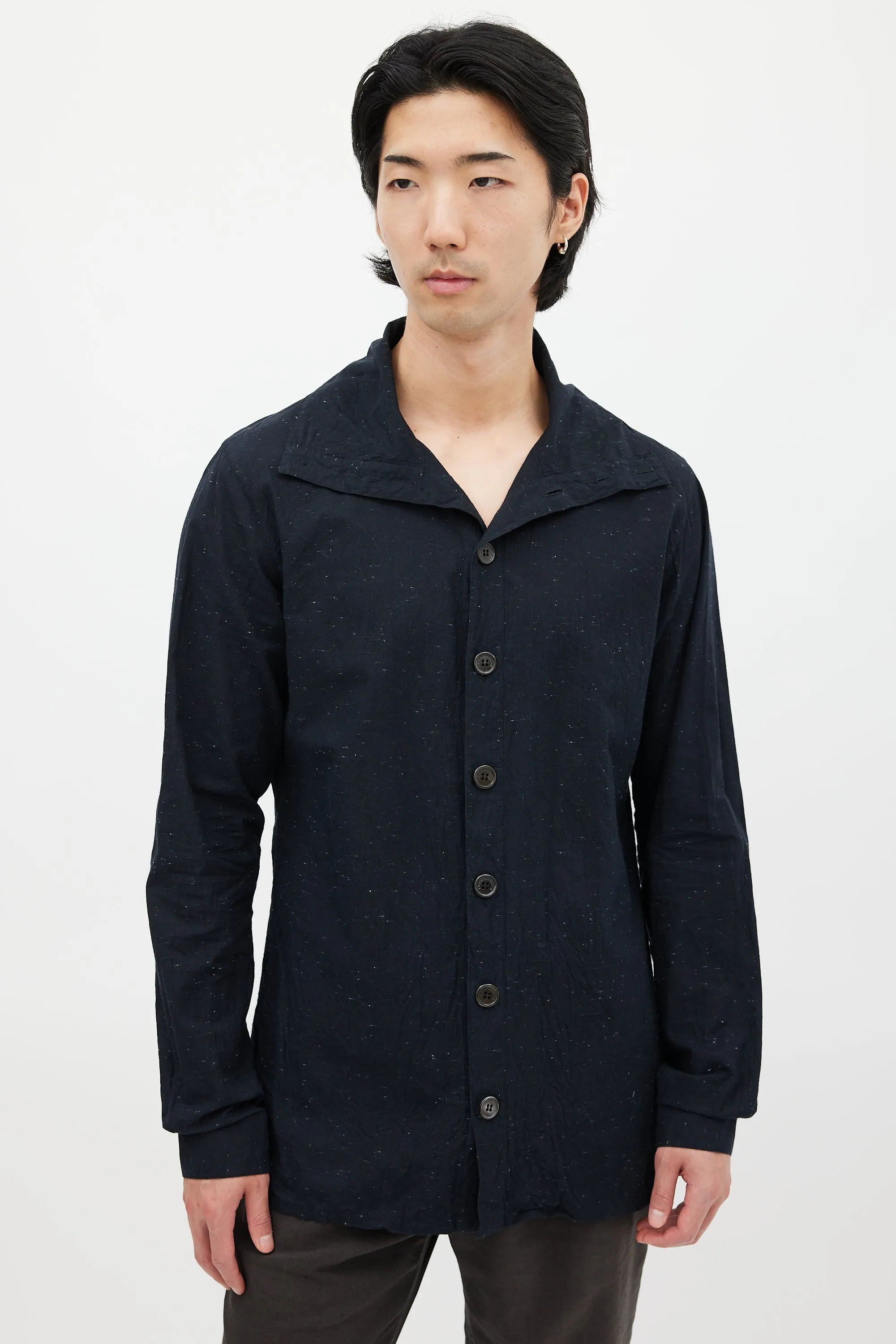 Black Cotton Speckled Shirt
