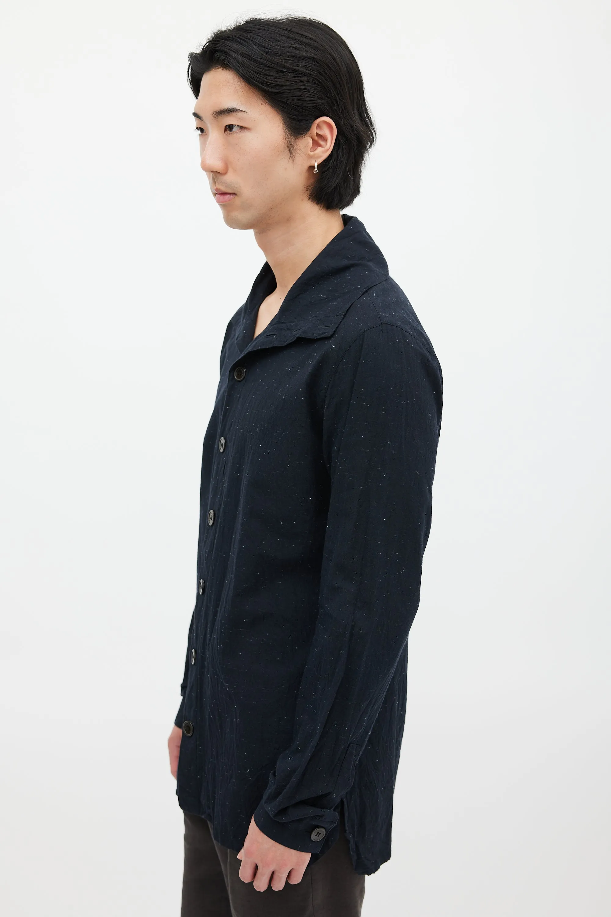 Black Cotton Speckled Shirt