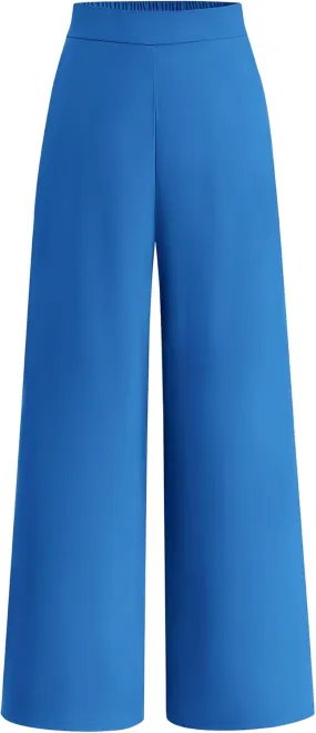 BTFBM Womens Wide Leg Pants Dressy Casual Elastic High Waisted Palazzo Business Lounge Trousers with Pockets