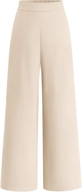 BTFBM Womens Wide Leg Pants Dressy Casual Elastic High Waisted Palazzo Business Lounge Trousers with Pockets