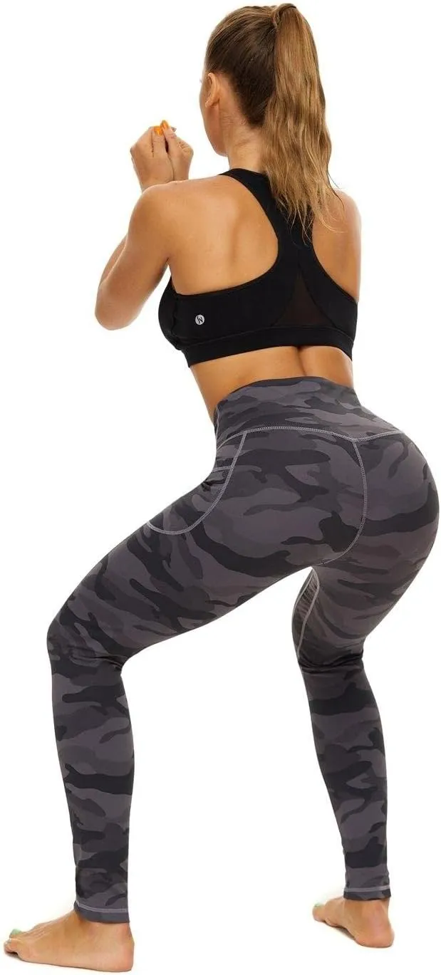 ccko High Waisted Leggings for Women with Pockets, Womens Yoga Pants Stretch Workout Leggings Tummy Control