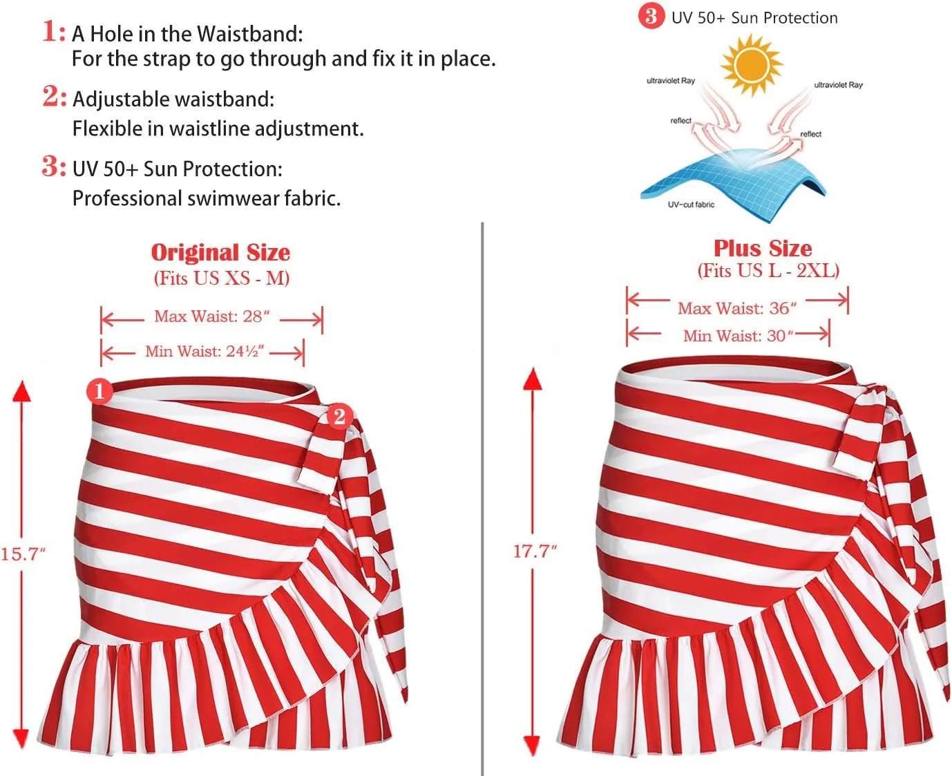 ChinFun Women's Ruffle Sarongs Beach Wrap Cover Up Swimwear Bikini Bottoms High Waisted Tankini Swim Skirts Swimdress