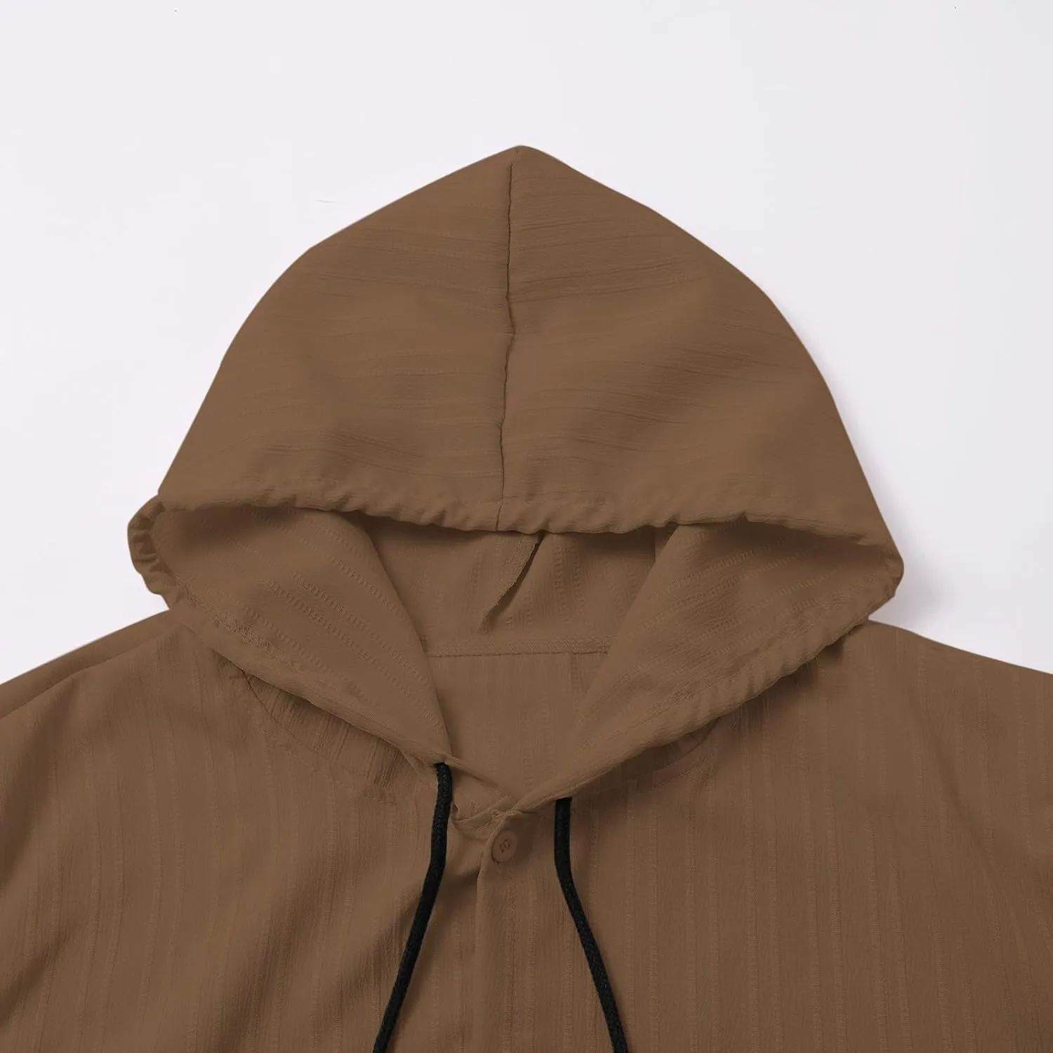 Cotton Linen Hoodies for Men Casual Long Sleeve Lightweight Breathable Button Down Hooded Sweatshirts Beach Yoga Tops