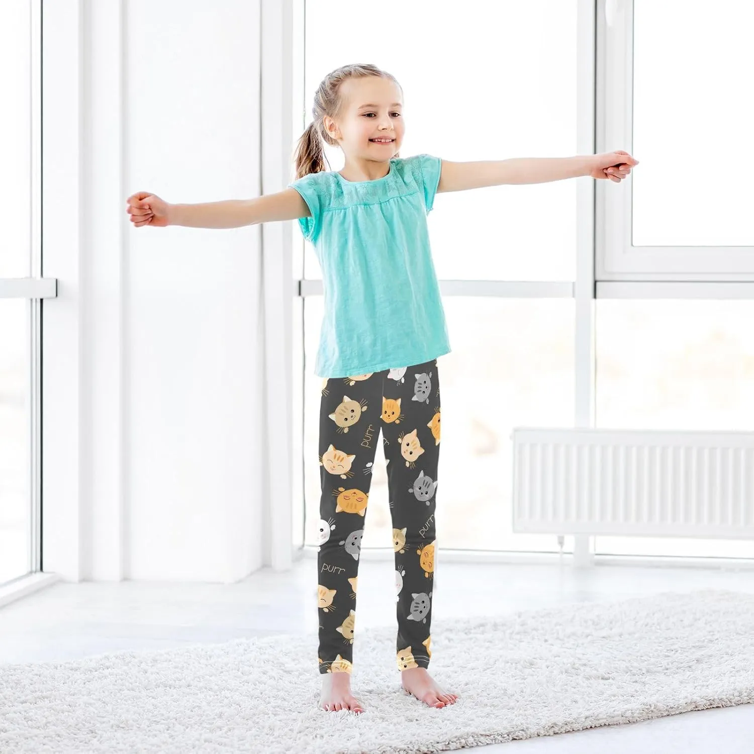 Emelivor Toddler Girls Leggings Comfortable Stretch Pants Athletic Leggings for Kids Girls Toddler 4-10 Years