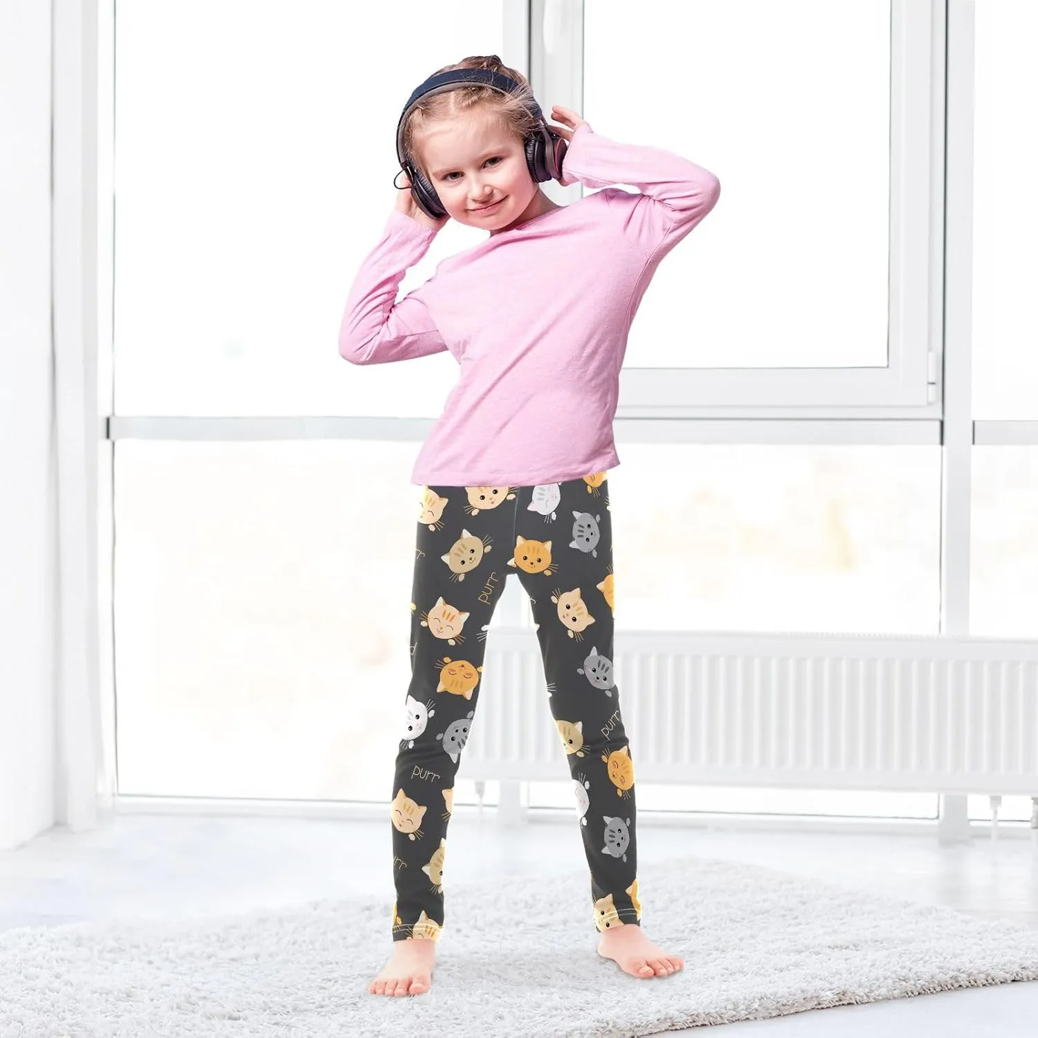 Emelivor Toddler Girls Leggings Comfortable Stretch Pants Athletic Leggings for Kids Girls Toddler 4-10 Years