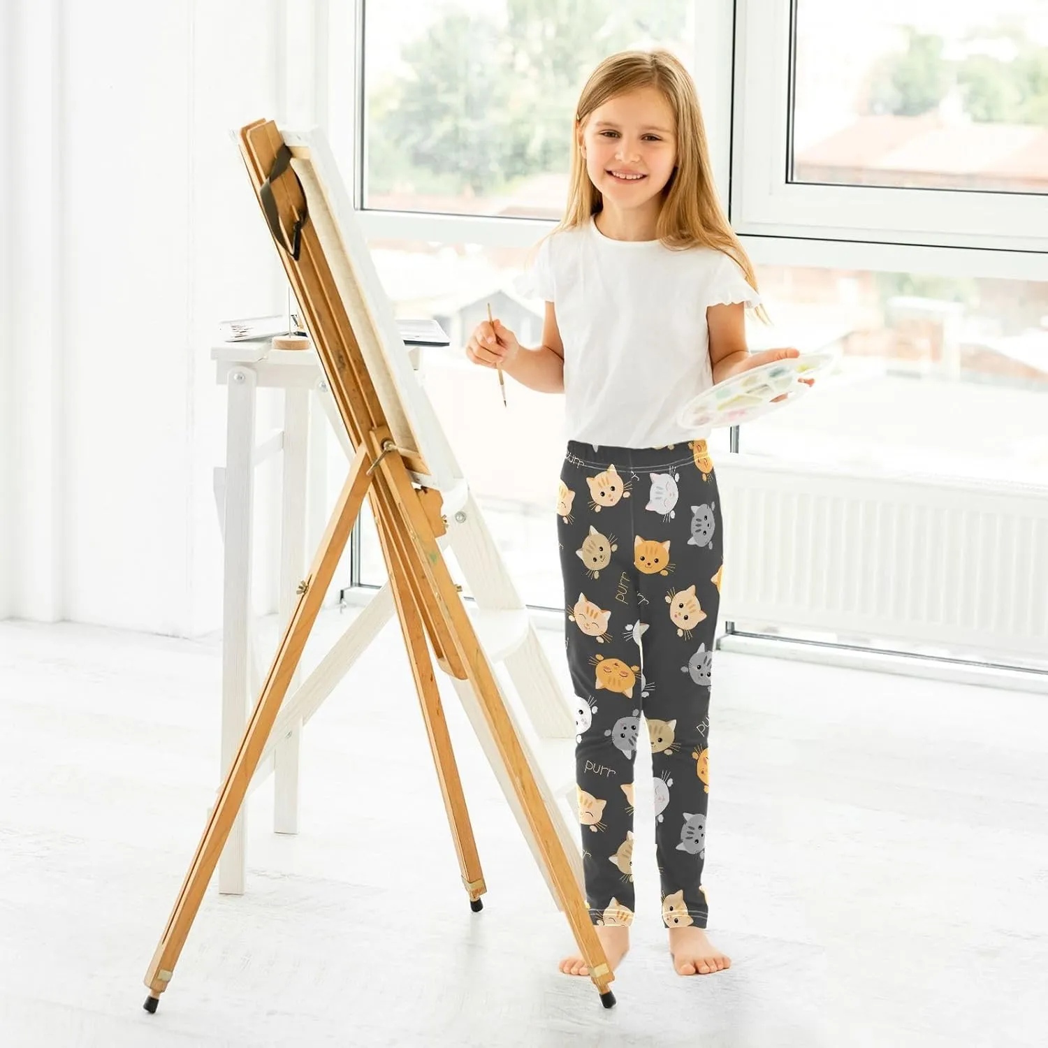 Emelivor Toddler Girls Leggings Comfortable Stretch Pants Athletic Leggings for Kids Girls Toddler 4-10 Years