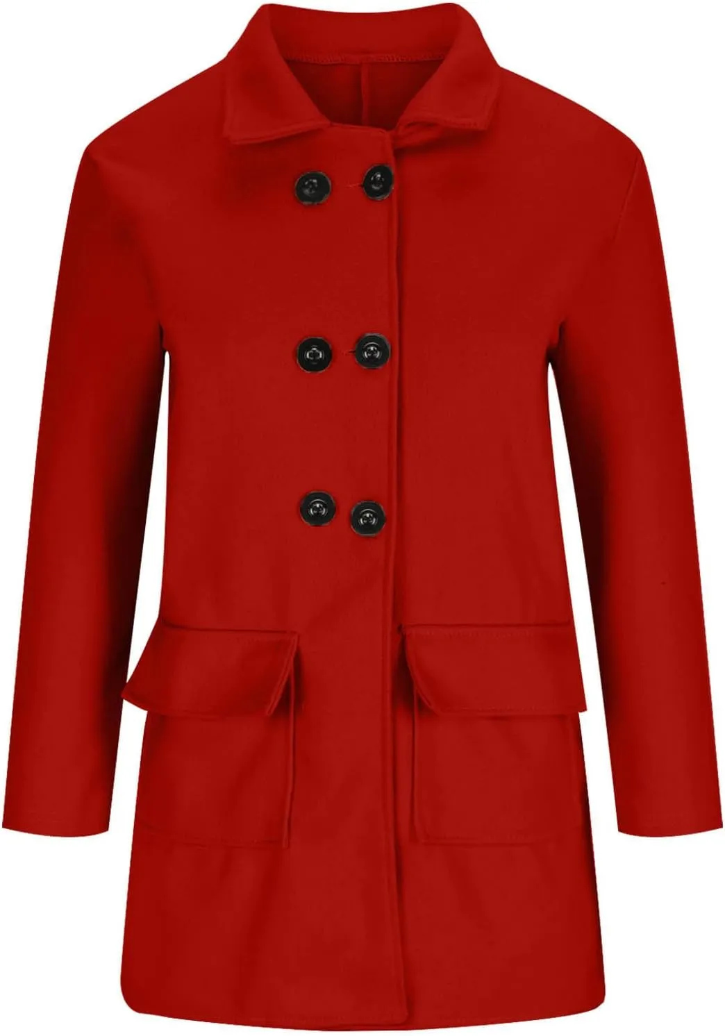 Fall Spring Jacket for Women 2024 Trendy Soft Wool Blend Pea Coat with Pocket Long Sleeve Double Breasted Coat Lightweight