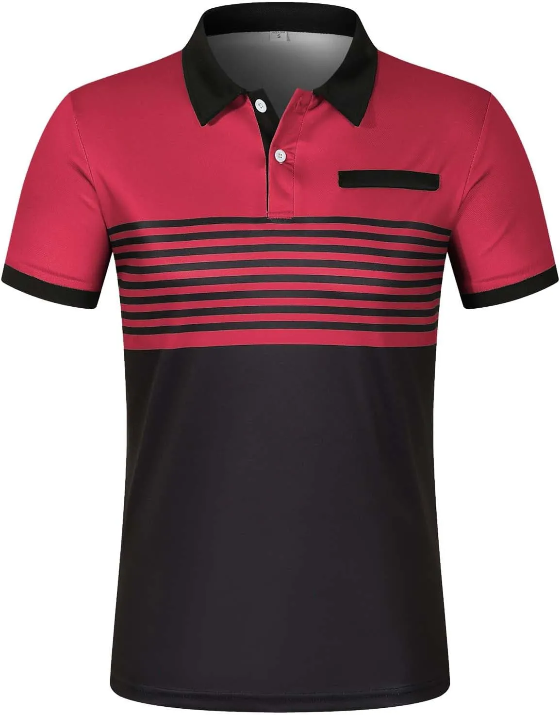 Golf Polo Shirt for Men Moisture Wicking Performance Quick Dry Tee Casual Work Stand Collar Summer Henley Shirts