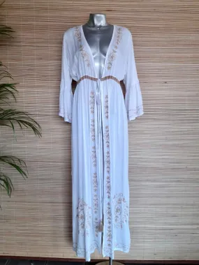 LONG KAFTAN BELLA New White/ Embroidery Beige