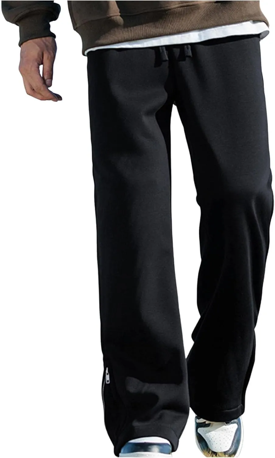 Mens Baggy Cargo Corduroy Pants Wide Leg Loose Fit Drawstring Sweatpants Elastic Waist Open Bottom Casual Pants