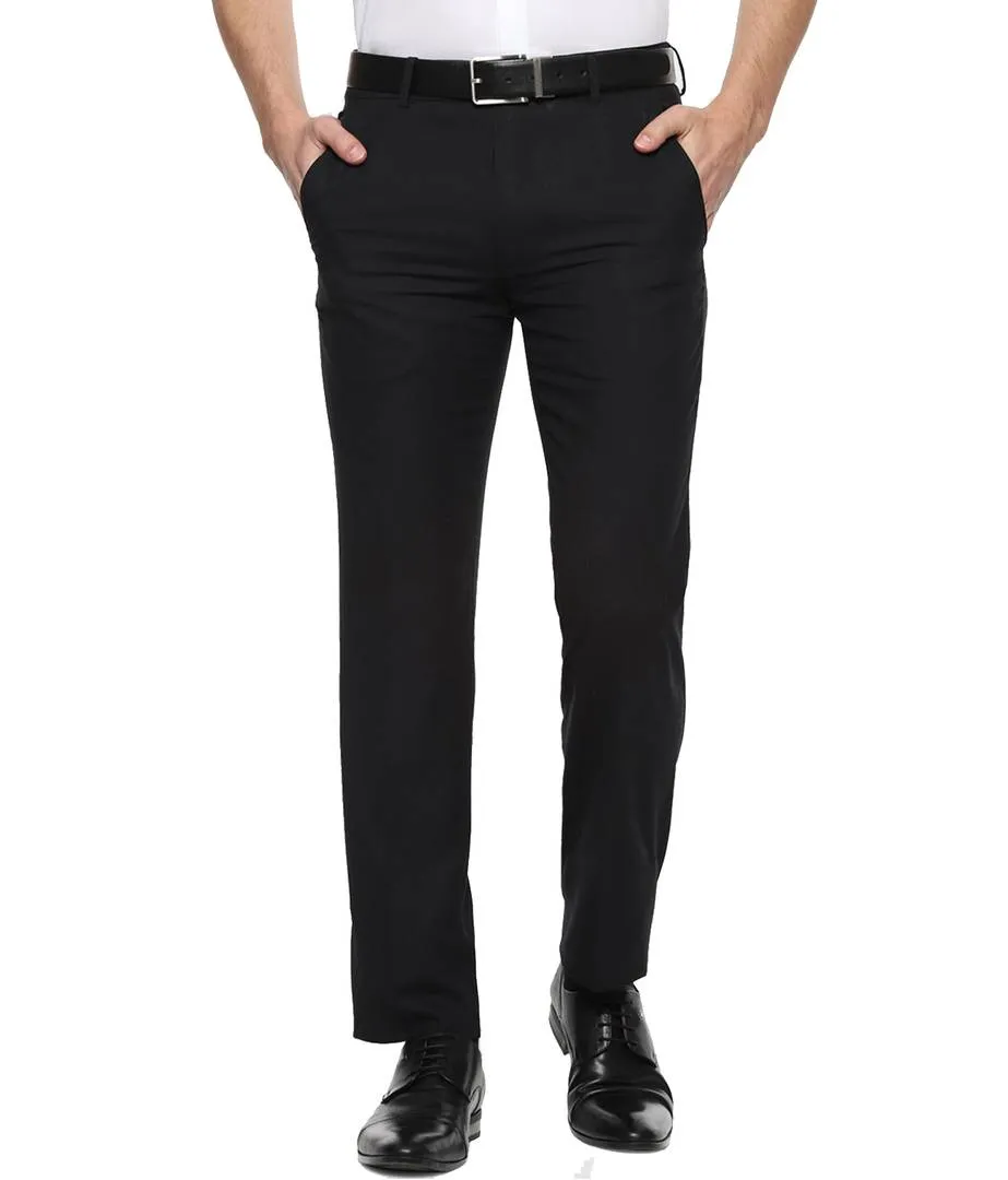 Men'S Black Cotton Slim Fit Official Formal Trouser For Work, Events, Parties