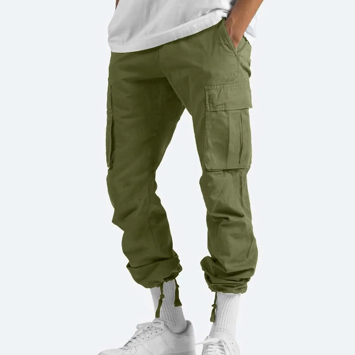 Mens Cargo Pants Relaxed Fit Casual Outdoor Athletic Cotton Joggers Lightweight Camping Hiking Pants with Pockets