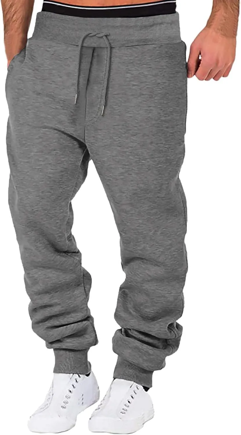 Mens Cargo Pants Relaxed Fit Street Fashion Leisure Loose Sports Running Solid Color Lace Up Pants Gray Sweatpants