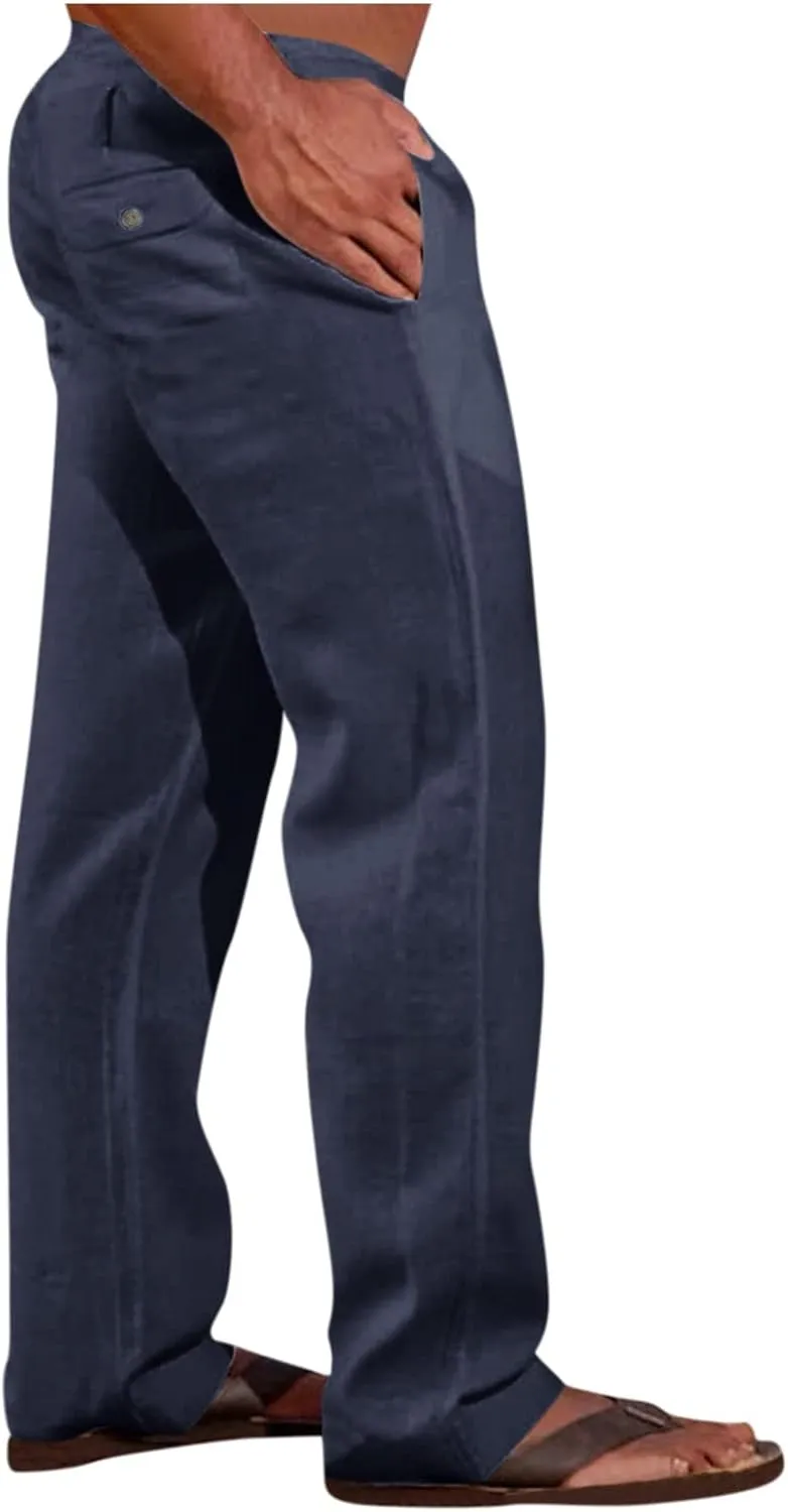 Mens Casual Cargo Pants Elastic Waist Stretch Drawstring Relaxed Fit Tactical Work Joggers Pants, S-5XL