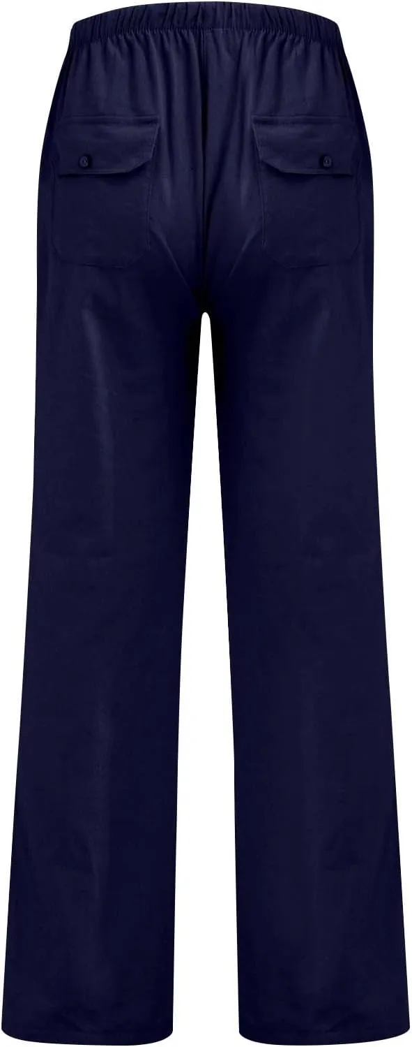 Mens Casual Cargo Pants Elastic Waist Stretch Drawstring Relaxed Fit Tactical Work Joggers Pants, S-5XL