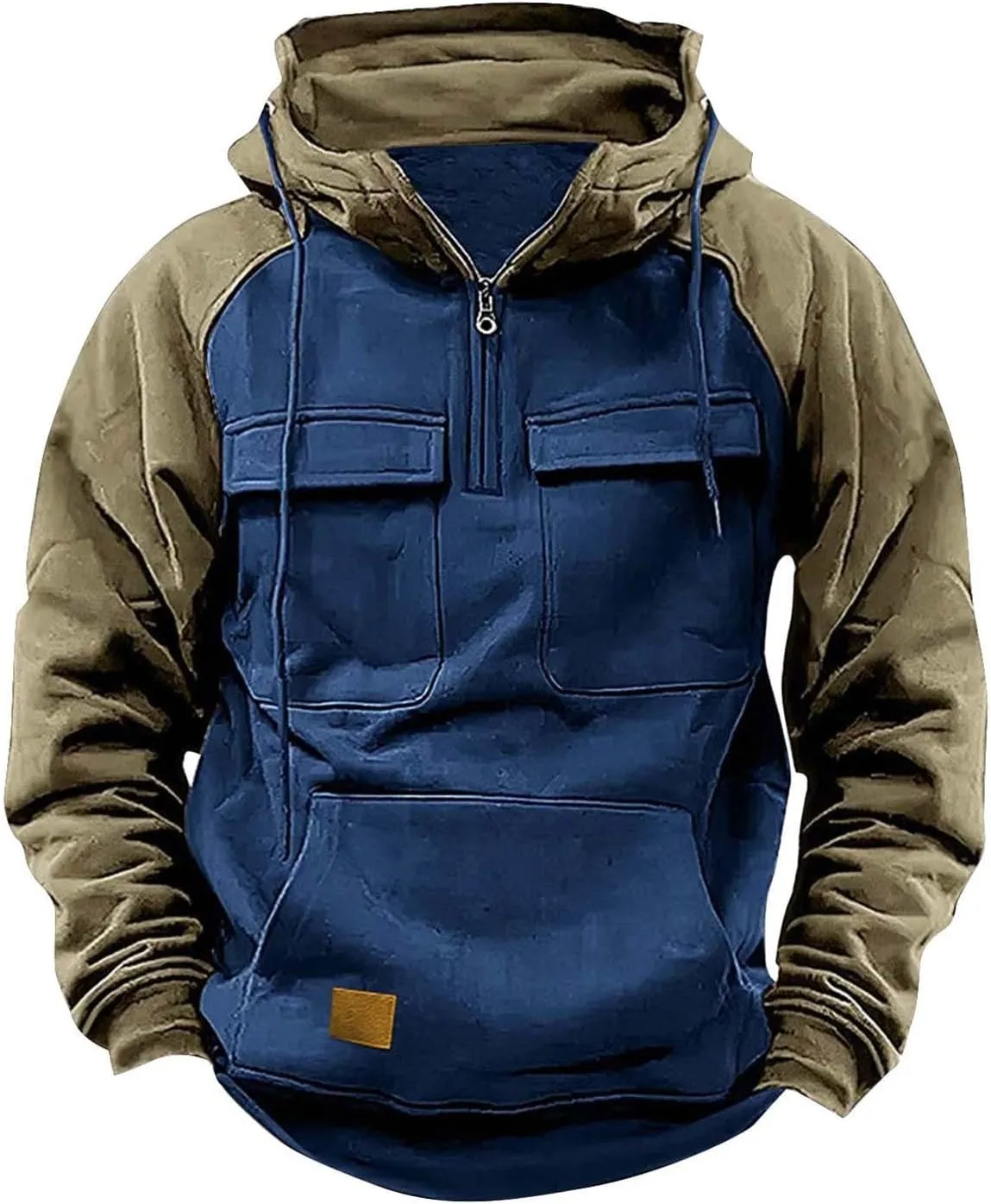 Mens Casual Hoodie Splicing Fleece Hoodie Loose Soft Hooded Sweatshirt Top Long Sleeve Sun Shirt Men Fly Sweatshirts