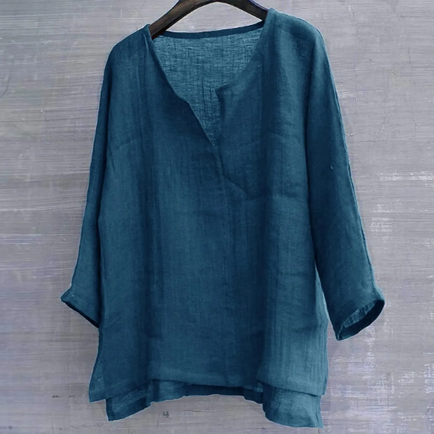 Mens Cotton Linen Casual Tops Long Sleeve V Neck Lightweight Breathable Fashion Shirt Summer Loose Beach Tees