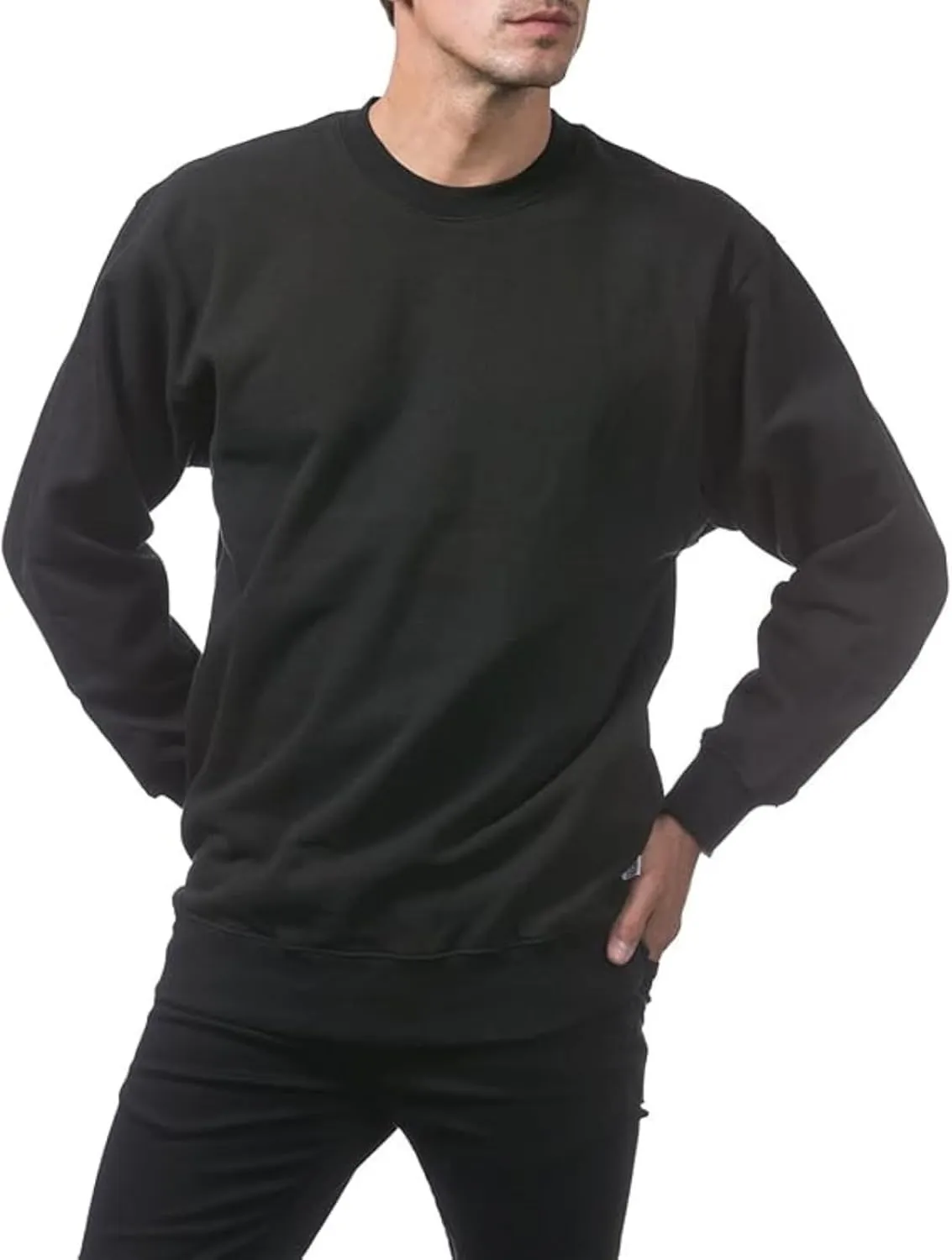 Men's Fleece Crewneck Sweatshirt Thick Loose Fit Soft Basic Pullover Blouse Casual Sports Tops Simple Versatile