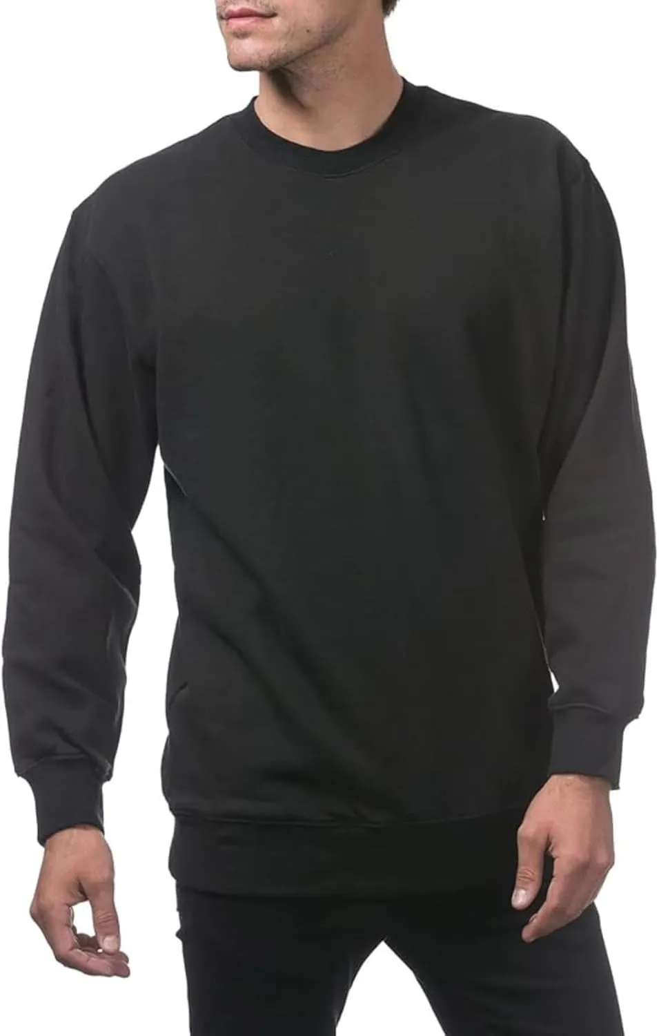 Men's Fleece Crewneck Sweatshirt Thick Loose Fit Soft Basic Pullover Blouse Casual Sports Tops Simple Versatile