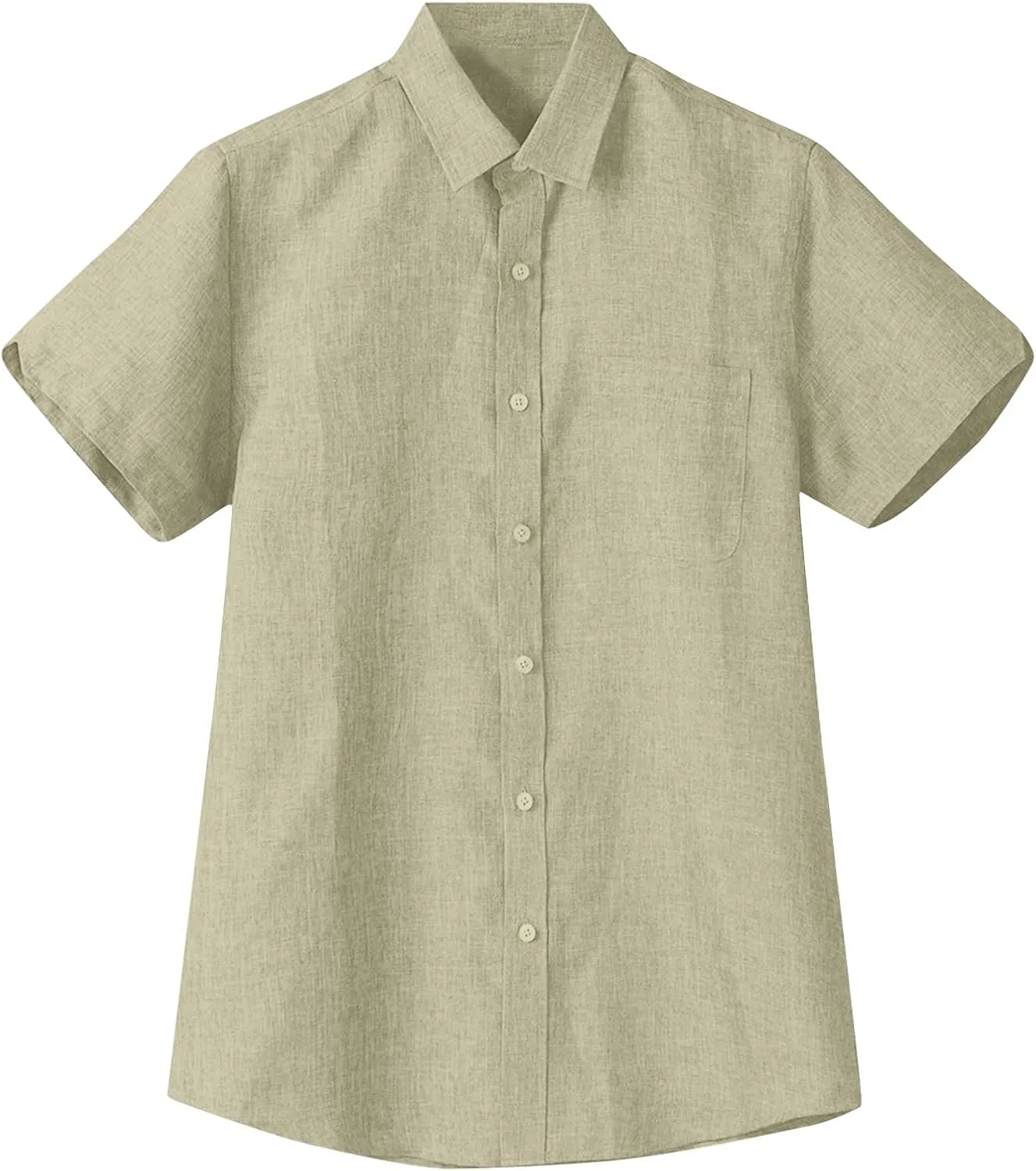 Mens Hawaiian Shirts Short Sleeve Cotton Lined Button Down Shirt Summer Solid T Shirts Beach Collared Tops with Pocket