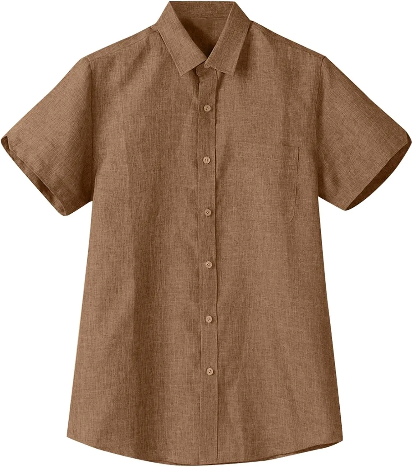 Mens Hawaiian Shirts Short Sleeve Cotton Lined Button Down Shirt Summer Solid T Shirts Beach Collared Tops with Pocket