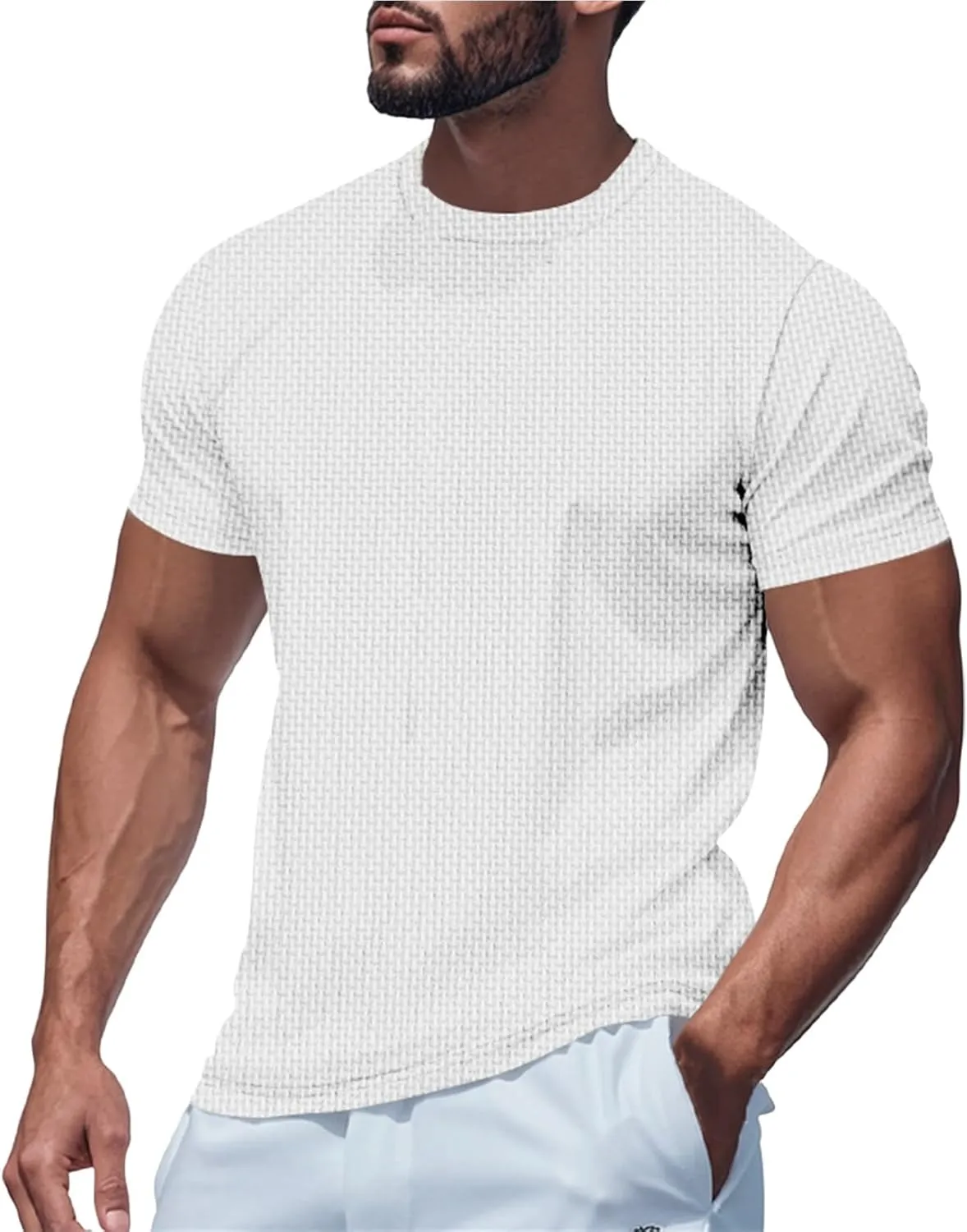 Men's Pique Ice Silk T Shirt Solid Color Quick Dry Crew Neck Shirt Short Sleeve Breathable Running Hiking Summer Sports Top