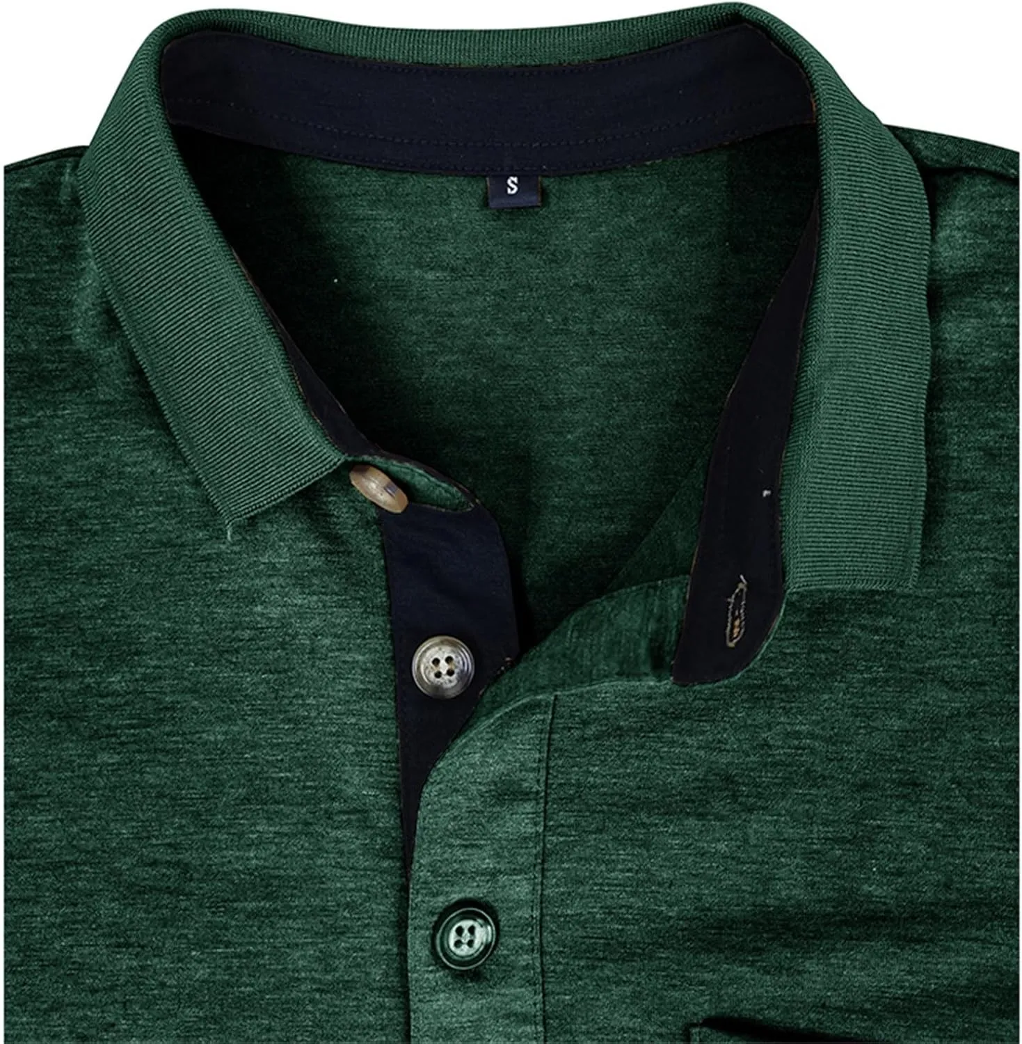 Men's Quarter Button Casual Polo Shirts Lapel Collar Pocket Short Sleeve Shirt Solid Color Cotton Tees Golf Tops