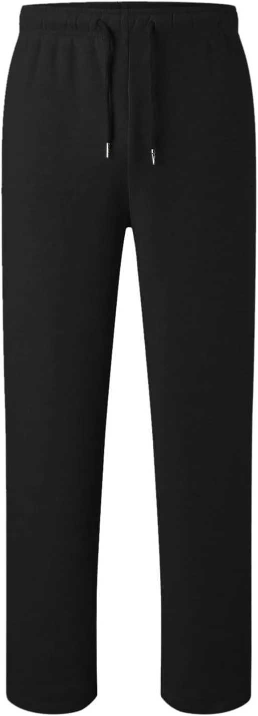 Mens Sweatpants Open Bottom Relaxed Fit Tall Fleece Jogger Sweatpants with Pockets Baggy Gym Athletic Sweat Pants