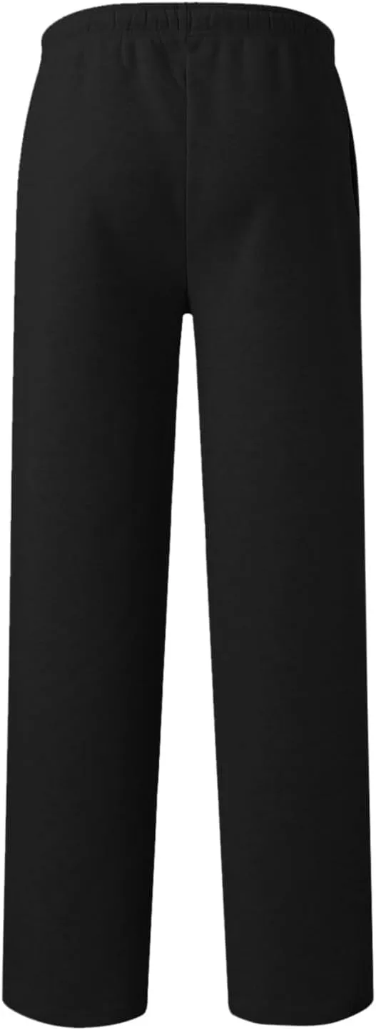 Mens Sweatpants Open Bottom Relaxed Fit Tall Fleece Jogger Sweatpants with Pockets Baggy Gym Athletic Sweat Pants