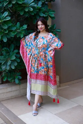 Pure Digital Print Designer Gajji Silk Kaftan 3004