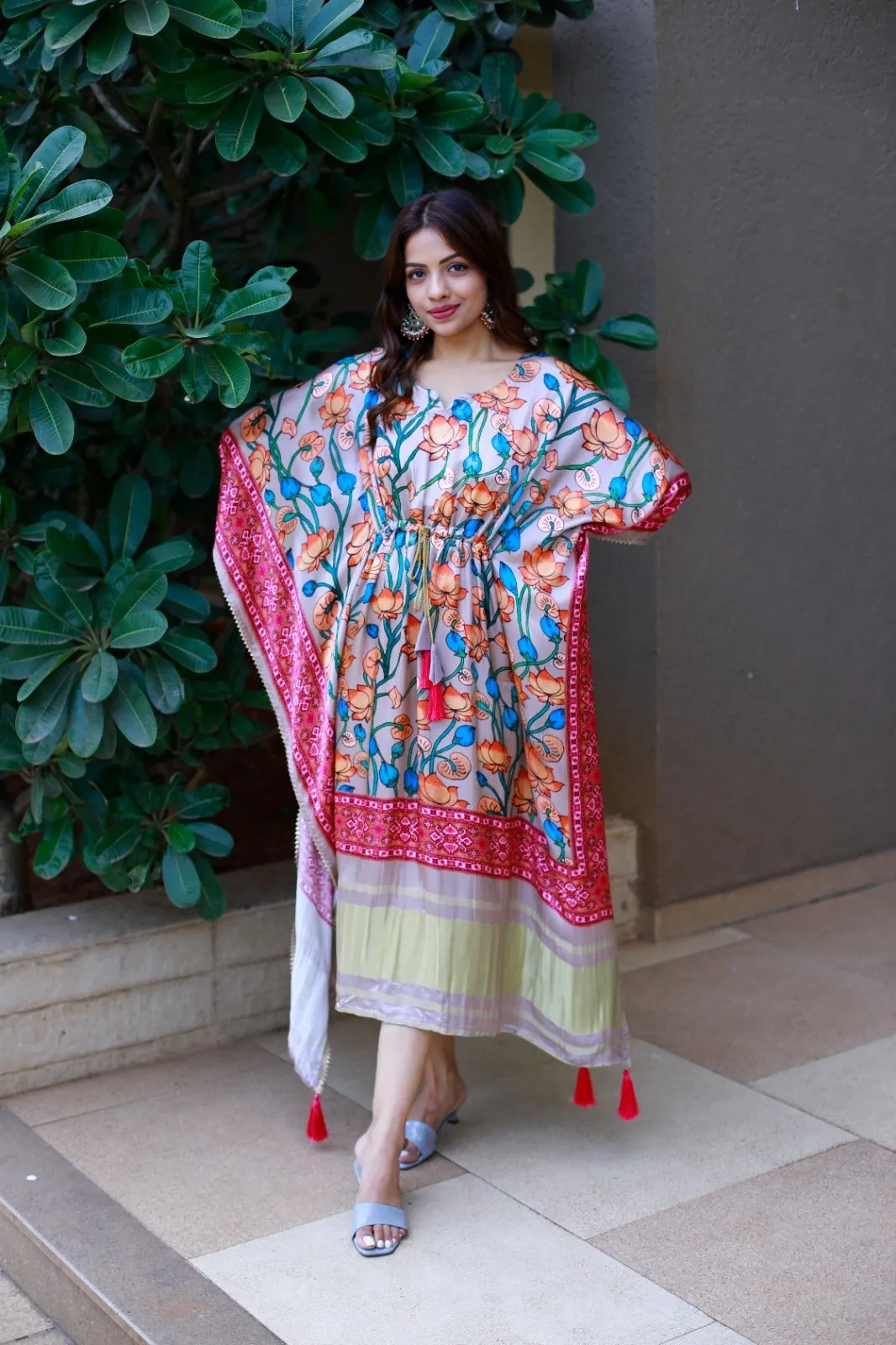 Pure Digital Print Designer Gajji Silk Kaftan 3004