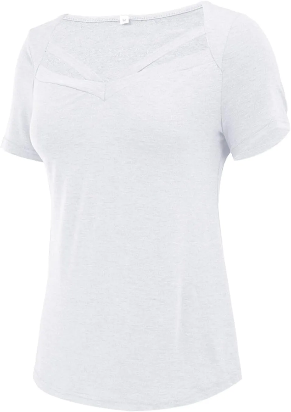 Short Sleeve Shirts for Women Vneck Hollow Crossed Solid Color Tshirts Casual Fashion Breathable Comfy Vacation Tees