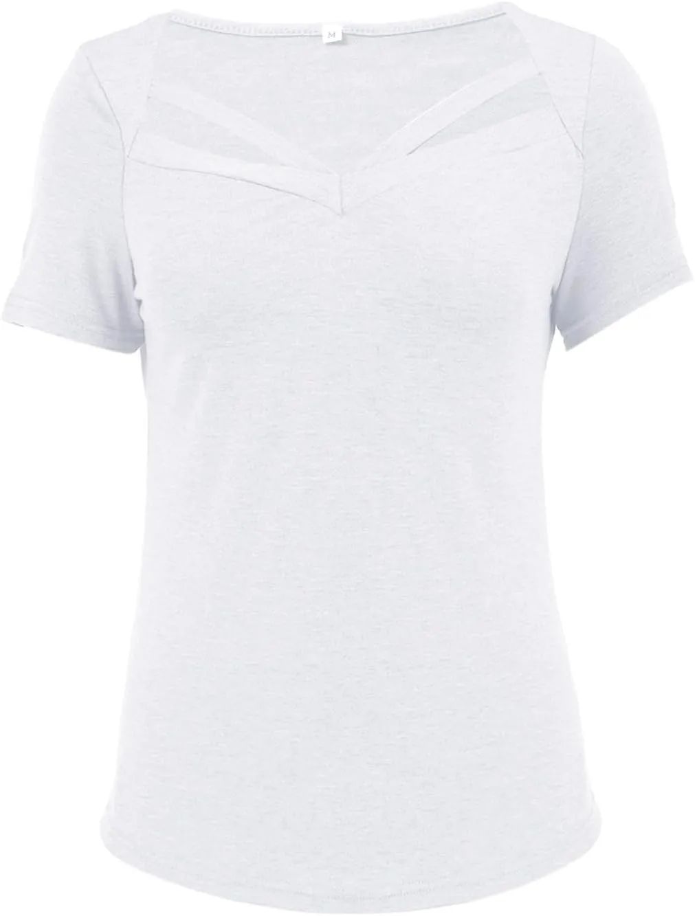 Short Sleeve Shirts for Women Vneck Hollow Crossed Solid Color Tshirts Casual Fashion Breathable Comfy Vacation Tees