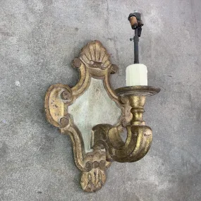 Wall Light, Sconce, Gilded Carved Wood, Ornate, Two Light