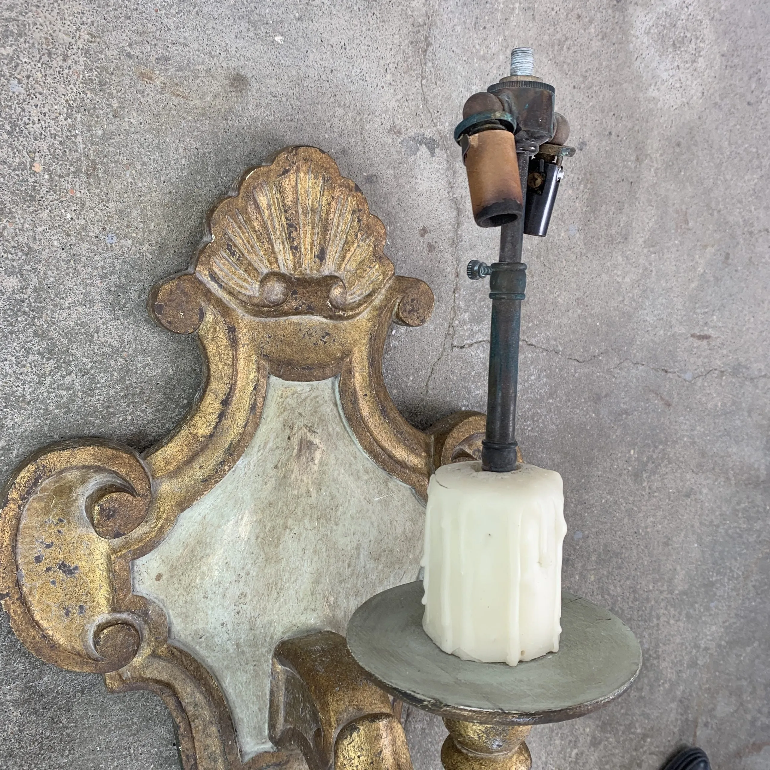 Wall Light, Sconce, Gilded Carved Wood, Ornate, Two Light