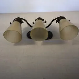 Wall Vanity Light, Bronze, Cone Shape Glass Globe, Three Light Sockets