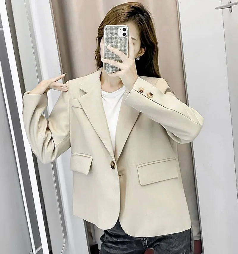 Wjczt Autumn Simple Elegant Black Blazer Women  Loose Suit Jackets Causal Tailored Coat Korean Fashion Lady Office Outwear New