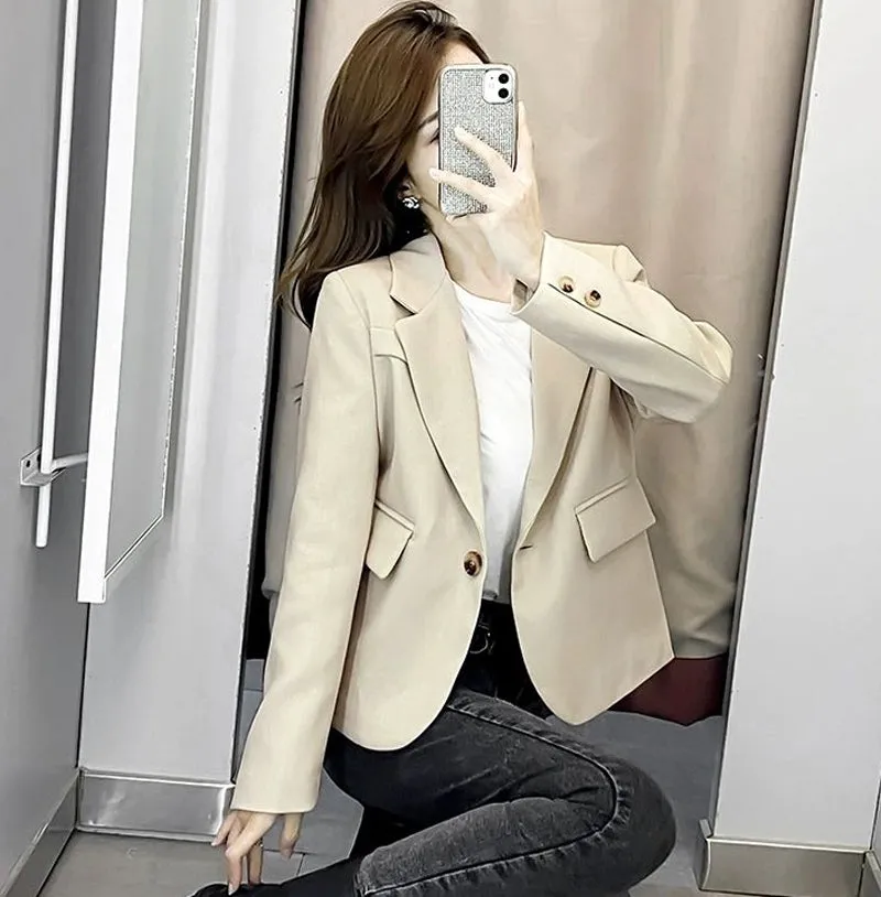 Wjczt Autumn Simple Elegant Black Blazer Women  Loose Suit Jackets Causal Tailored Coat Korean Fashion Lady Office Outwear New