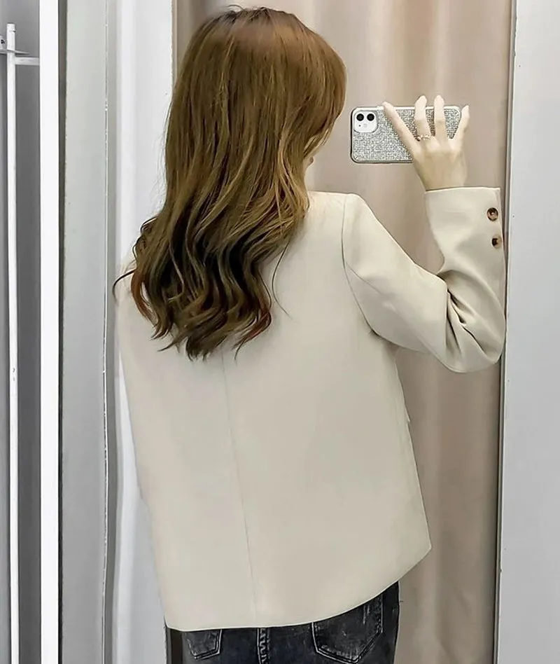 Wjczt Autumn Simple Elegant Black Blazer Women  Loose Suit Jackets Causal Tailored Coat Korean Fashion Lady Office Outwear New